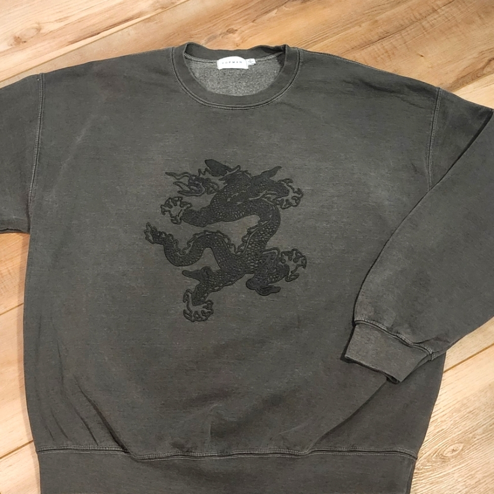 Topman Gray Crewneck Sweater with Dragon Design Nordstrom Medium